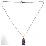 850 Platinum Marked Necklace Chain w/ Amethyst