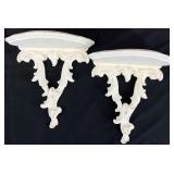 2pc Vintage Painted Wood Wall Shelves