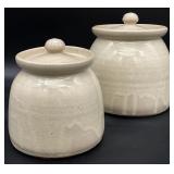 2pc Art Pottery Canisters