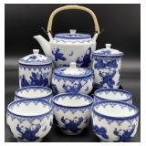 9pc Chinoiserie Blue & White Tea Set