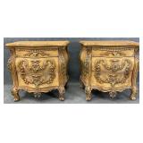 Pair Ornate Italian Nightstands