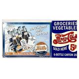 2 Vintage Pepsi-Cola Advertising Metal Signs