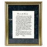 Old Time 'Receive Ye Welcome' Calligraphy Art