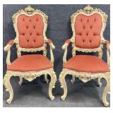 Pair Ornate Italian Arm Chairs