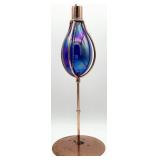 Hand Blown Iridescent Teardrop Glass Oil Lamp
