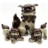 3pc Vintage Japanese Art Pottery Shisa Foo Dogs