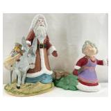 2pc Vintage Chalkware Santa & Mrs Claus Figures