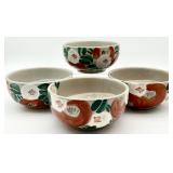 4 Japanese Hand Painted Pottery Bowls