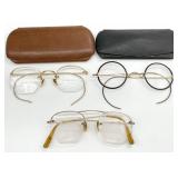 3pr Vintage Gold Filled Eye Glasses / Spectacles