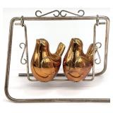 Vintage Metal Birds on Swing Salt & Pepper Shakers