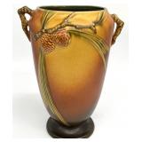 Roseville Pinecone Brown 709-10 ' Footed Vase