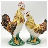 Pair Vintage Ceramic Rooster & Hen Figurines