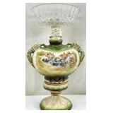Vintage Large Ceramic Base Glass Compote