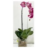 Faux Orchid Clear Glass Vase