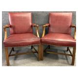 Pair Leather Arm Chairs w/ Nailhead Trim