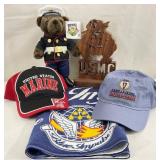 USMC Carved Wood Cutout, Bear, Hat & More