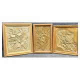 3pc Unfinished Chalkware Floral Wall Art