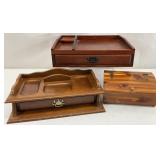3 Vintage Wooden Dresser / Vanity Boxes