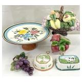 Stangle Pottery Cake Plate & Asst Decor