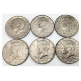6 - 1971-1972 Kennedy Half Dollar Coins