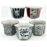 5pc Japanese Arita Ware Pottery Bowl Set