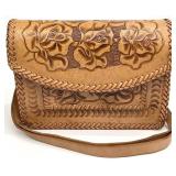 Rose Embossed Leather Handbag