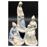 3pc Mother & Children Porcelain Figurines