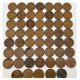 54pc Wheat Pennies, Includes 1943 Steel Penny