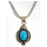 Navajo? Sterling Silver Turquoise Necklace