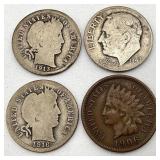 Barber Dimes, Indian Head Cent & 1947 Dime