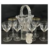 Vintage Wine Glasses, Crystal Basket & More