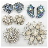 Vintage Rhinestone Brooches & Earrings