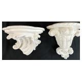 2 Vintage White Plaster Wall Shelves