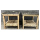 Pair Modern Stone Top Accent Tables