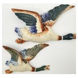 2 Vintage Ceramic Duck Wall Pocket Vases