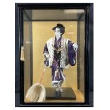 Vintage Japanese Samurai Figure Under Glass