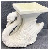 Vtg Plaster Swan Form Accent Table