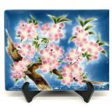 Tutanka Pink Dogwood Enamel Copper Tray