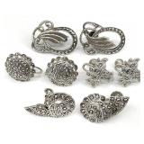4 Pair Sterling Silver Marcasite Earrings