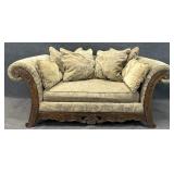 Ornate Frame Rolled Arm Loveseat