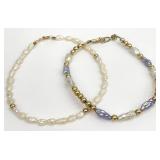 2pc 14K Gold & Freshwater Pearl Bracelets