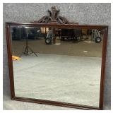 Hanging Mahogany Plume Carved Mirror