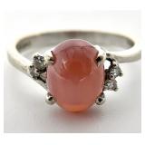 14K White Gold Pink Star Sapphire & Diamond Ring