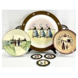 Vintage Danish Scene Tray, Plates & Coasters