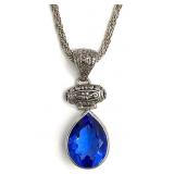 Sterling Silver Blue Teardrop Pendant Necklace