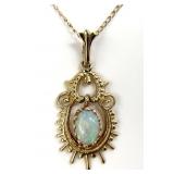 14K Gold & Opal Necklace Pendant