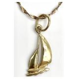 Italian 14K Gold Chain & 14K Sailboat Pendant