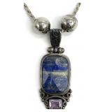 Italy Sterling Chain, Lapis Lazuli Amethyst