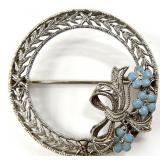 14K White Gold Filigree Wreath Pendant