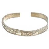 Chinese Hallmarked Sterling Silver Cuff Bracelet